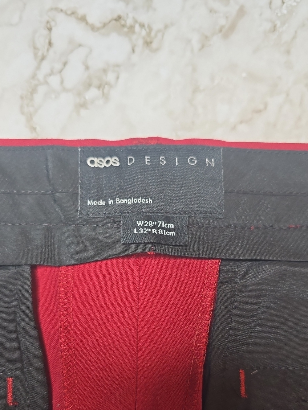 Asos Design Men's Dress Pants, Dark Red - Picture 2 of 5
